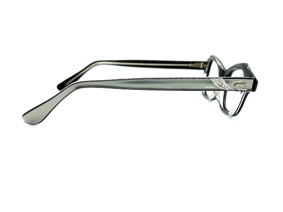 Unworn 50s Silver Rhinestones Cat Eye Glasses | N… - image 9