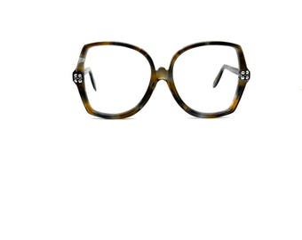 80s Square Eyeglasses | New Old Stock | Gray Tortoise Eyeglass Frames | NOS | Vintage 90s Glasses Frames | Small Very Mod Thick Eyeglasses