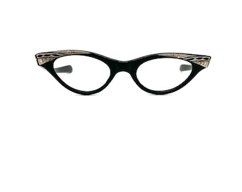Vintage 1950s Rhinestone Studded Eyeglass Frames Silver and  display picture 3