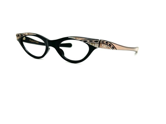 50s Cat Eye Glasses | New Old Stock | Black & Pin… - image 3
