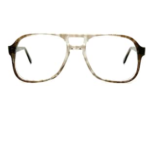 Unused 80s Aviator Eyeglass Frames | New Old Stock | 70s Translucent Brown Aviator Eyeglasses | NOS | Large Double Bridge Glasses Frames