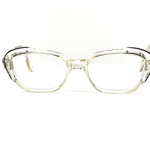 60s Cat Eye Eyeglass Frames | New Old Stock | 70s Clear Cateye Eyeglasses | Cat Eye Glasses Frames | Clear Cat Eyeglasses with Rhinestones