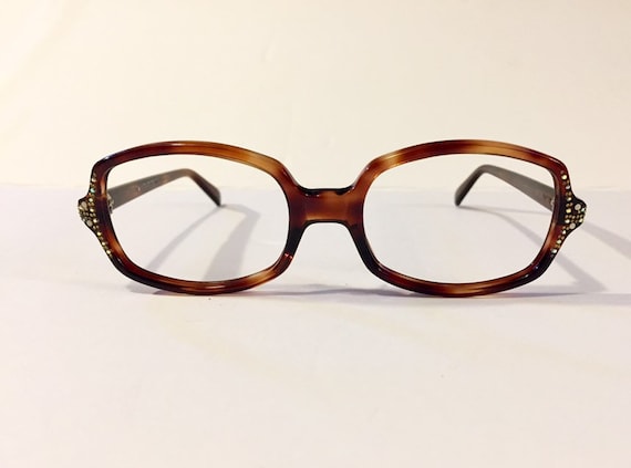 Vintage 60s Square Demi Amber Tortoise Eyeglass F… - image 1