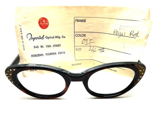 Vintage 50s Red Cat Eye Glasses | New Old Stock |… - image 5