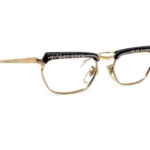 Unworn 50s Cat Eye Eyeglass Frames | 60s Rhinestones Cateye Eyeglasses | Cat Eye Glasses Frames | New Old Stock | 12K Gold Metal Glasses