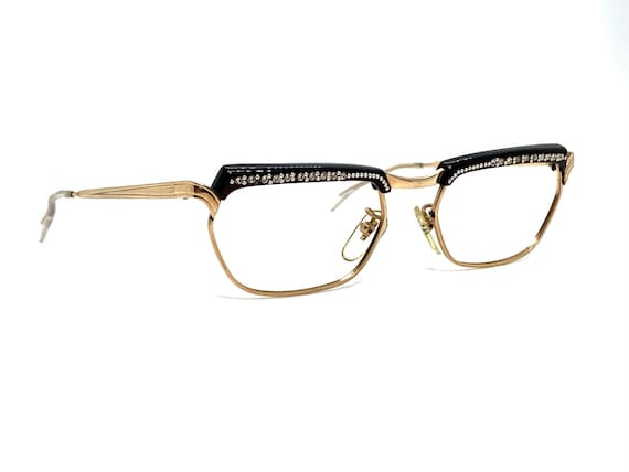 Unworn 50s Cat Eye Eyeglass Frames | 60s Rhinesto… - image 1