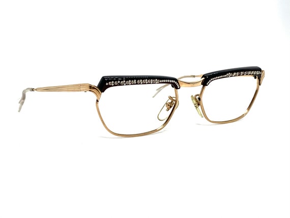 Unworn 50s Cat Eye Eyeglass Frames | 60s Rhinesto… - image 1