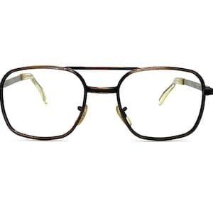 Unused 80s Black & Copper Aviator Eyeglass Frames | Gold Filled Aviator Eyeglasses | Aviator Glasses | Double Bridge Aviator Glasses Frames