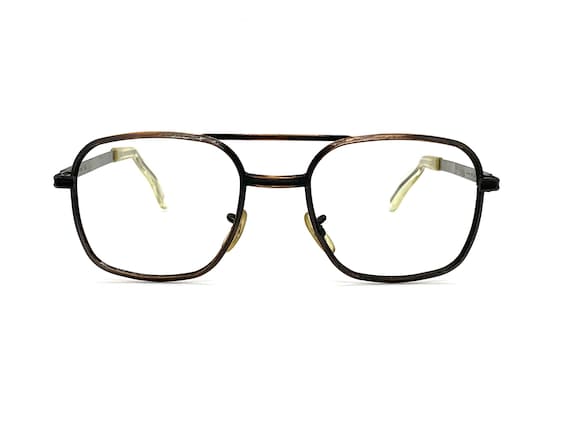 Unused 80s Black & Copper Aviator Eyeglass Frames… - image 1