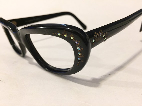 Vintage 50s Black Cat Eye Eyeglass Frames  | Unwo… - image 7