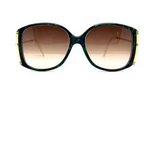 Vintage 80s Sunglasses | New Old Stock | Iridescent Green & Blue Sunglasses | Oversized 70s Sunglasses Frames | Large Square Wire Sunglasses