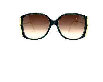 Vintage 80s Sunglasses | New Old Stock | Iridescent Green & Blue Sunglasses | Oversized 70s Sunglasses Frames | Large Square Wire Sunglasses