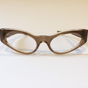 Umworn 60s Cat Eye Eyeglass Frames | New Old Stock | Vintage Frame France Translucent Brown Cateye Glasses Frames | NOS Cat Eye Eyeglasses