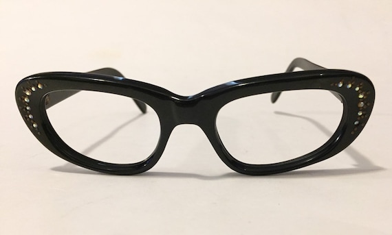 Vintage 50s Black Cat Eye Eyeglass Frames  | Unwo… - image 5