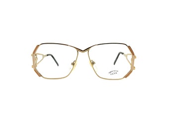 80's Sergio Valente Eyeglasses | New Old Stock | Gold Metal Eyeglass Frames | Gold Rectangular Sunglasses | Large Oversized Glasses Frames