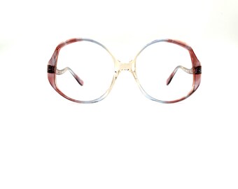 70s Large Round Eyeglasses | New Old Stock | Vintage 80s Red Fade Eyeglass Frames | Thick Funky Oversized Frames | Oversized Disco Glasses