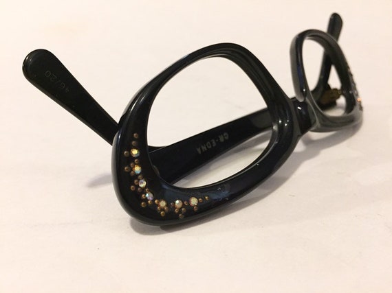 Vintage 50s Black Cat Eye Eyeglass Frames  | Unwo… - image 3