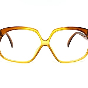 Unused 70s 80s Geoffrey Beene Eyeglass Frames | Vintage Brown & Amber Eyeglasses | Large Glasses Frames | Funky Disco Round Designer Glasses
