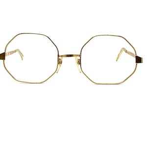 Vintage 60s Gold Octagonal Metal Eyeglass Frames | New Old Stock | 12K Gold Filled Metal Octagon Eyeglasses | Mod Hippie Glasses Frames