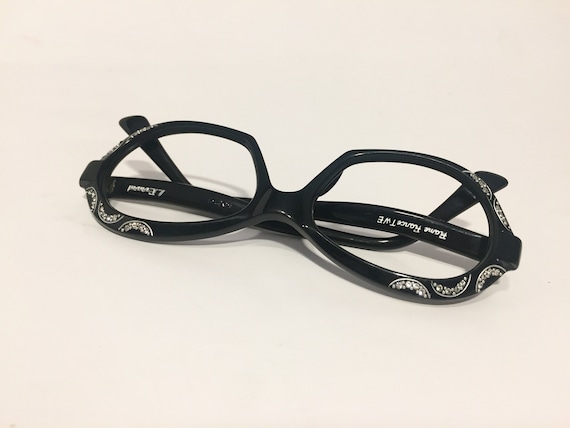 Rhinestone Eyeglass Frames Black Cat Eye Glasses |