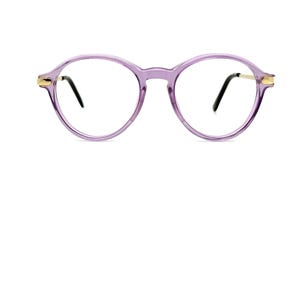 Vintage 90s Round Eyeglasses | New Old Stock | 80s Round Eyeglass Frames | Preppy Eyeglasses | Lilac Round Frames | Panto Horn Rim Glasses