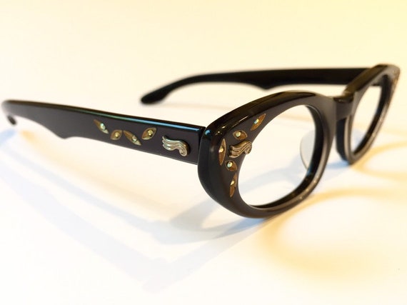 Unworn 50s Dark Gray Cat Eye Glasses | New Old St… - image 1
