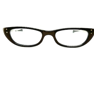 50s Cat Eye Glasses | New Old Stock | 60s Brown Cat Eye Frames | Pointy Cateye Eyeglasses Frames | American Optical | Brown Satin Frames