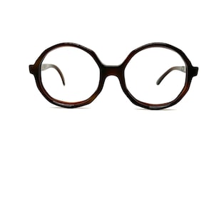 Vintage 80s Round Eyeglasses | Brown Tortoise Round Eyeglass Frames | Preppy Eyeglasses | MOD Brown Tortoise Round Frames | Horn Rim Glasses