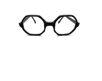 Vintage 60's Octagon Eyeglasses | New Old Stock | 70's Black Octagonal Eyeglass Frames | Glasses Frames | Octagon Sunglasses | Made in USA
