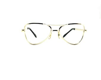 Vintage 60s Eyeglasses | New Old Stock | Vintage 70s Aviator Glasses Frames | Gold Metal Eyeglass Frames | Double Bridge Gold Sunglasses