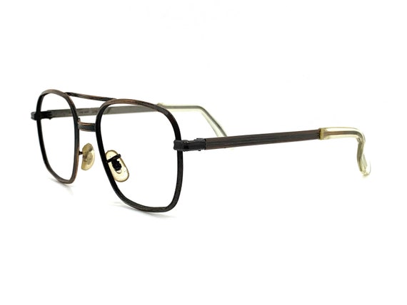 Unused 80s Black & Copper Aviator Eyeglass Frames… - image 2