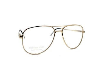 VTG Gold Aviator Glasses Frames UNIVIS Bronzini USA UF115 60  display picture 3