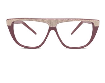 80s Eyeglass Frames | New Old Stock | Vintage 80s Red & Beige Flat Top Glasses Frames | Cat Eye Glasses | NOS | Oversized Vintage Sunglasses