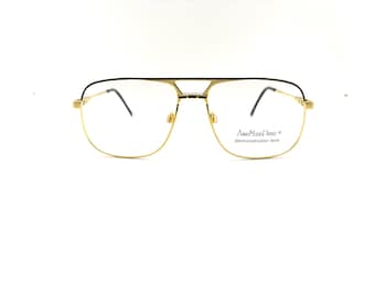 80s Metal Aviator Eyeglasses | New Old Stock | Vintage Metal Glasses | Gold & Black Aviator Eyeglasses | 70s Eyeglass Frames | Frame Italy