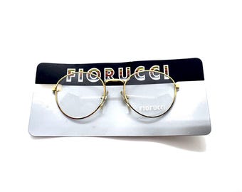 80s Fiorucci Eyeglasses | New Old Stock | Gold Round Glasses | 70s Fiorucci Eyeglass Frames | Gold Metal Round Sunglasses | Made in Italy