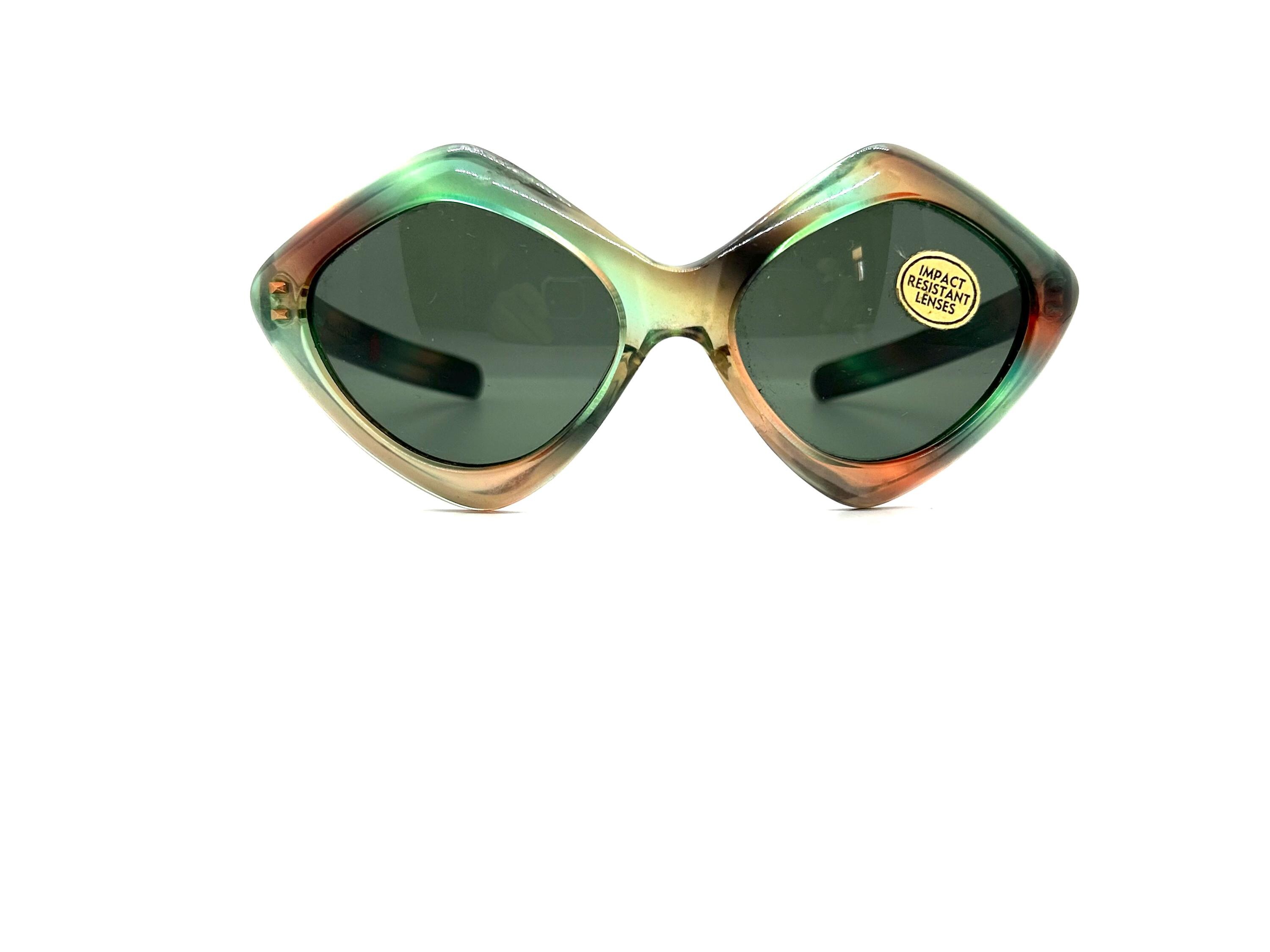 【1940-50s】Frame FRANCE”Sunglasses ” NEW 1940s Gold Metal Frames Railwayman Pilot Sunglasses Flat