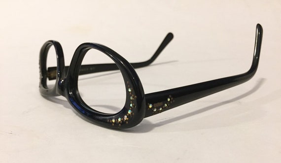 Vintage 50s Black Cat Eye Eyeglass Frames  | Unwo… - image 4