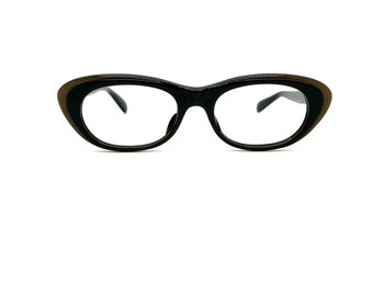 50s Cat Eye Glasses |  Two Tone Cateye Glasses | New Old Stock | Unused 60s Vintage Mink Brown Cat Eye Eyeglasses | Brown Cateye Glasses