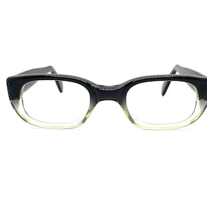 Vintage 50s Horn Rim Eyeglasses | New Old Stock | 60s Dark Gray & Clear Horn Rim Glasses | Horn Rim Frames | USA Made | Gray Eyeglass Frames