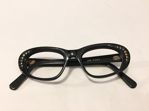 Vintage 50s Black Cat Eye Eyeglass Frames  | Unwo… - image 2