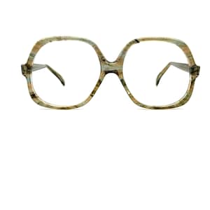 Vintage 70s Round Eyeglasses | New Old Stock | Large Square Eyeglass Frames | 80s Funky Blue Pink Transparent Frames | Oversized Glasses