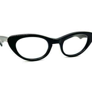 Unworn 50s Cat Eye Glasses | New Old Stock | Vintage 60s Black Cateye Eyeglass Frames | USA Made | Womans Glasses Frames | Cateye Sunglasses