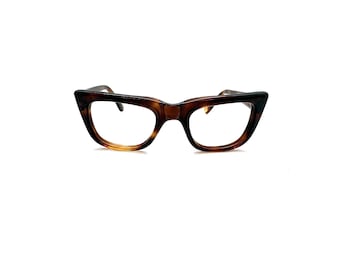 60s Horn Rim Eyeglasses | New Old Stock | Vintage 70s Dark Amber Tortoise Glasses | Horn Rimmed Frames | Thick Womens Eyeglass Frames | NOS