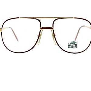 80s Lacoste Aviator Eyeglass Frames | New Old Stock | 80s Gold Aviator Eyeglasses | Large Pilot Glasses Frames | Gold Pink Metal Sunglasses
