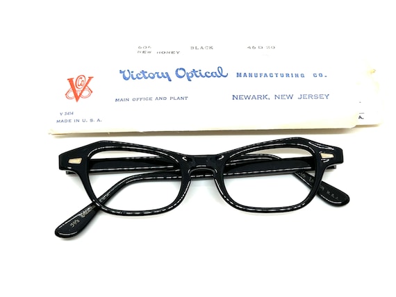 Unworn 50s Black Cat Eye Glasses | New Old Stock … - image 4