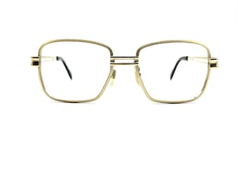 70s Square Glasses | Gold Metal Glasses | New Old Stock | 80s Satin Gold Metal Frames | Square Eyeglass Frames | 52-20 145 | Gold Eyeglasses