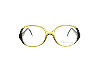 80s Christian Dior Glasses | New Old Stock | 90s Christian Dior Eyeglass Frames | Emerald Green and Amber | Large Sunglasses | 54-18-140
