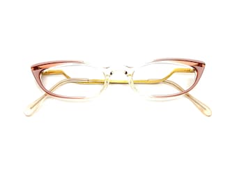60's Cat Eye Glasses | New Old Stock | Rose & Clear Cat Eye Frames | Cat Eye Eyeglasses | 70's Rose Clear Glasses Frames | Reading Glasses