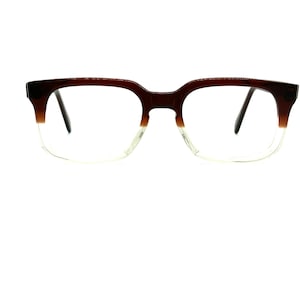 Vintage 70s Horn Rim Eyeglasses | New Old Stock | 80s Brown & Clear Fade Horn Rim Glasses | Horn Rim Frames | Sergio Valente Eyeglass Frames