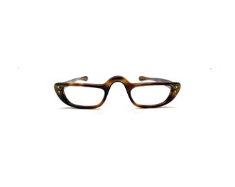 60s Reading Glasses | New Old Stock | Tortoise Gold Rhinestones | Reading Eyeglasses | Half Glasses | Half Moon Readers | Cat Eye Readers